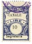 Marca da Bollo del Comune di CANALE su Carta Bianca Sottile di dimensioni 22 x 29 mm