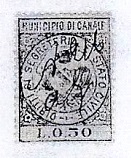 Marca da Bollo del Comune di CANALE MONTERANO su Carta Bianca di dimensioni 21 x 28 mm