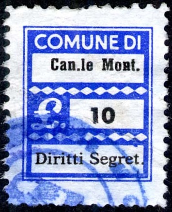 Marca da Bollo del Comune di CANALE MONTERANO su Carta Bianca di dimensioni 20 x 28 mm
