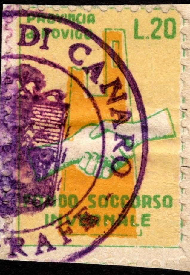 Marca da Bollo del Comune di CANARO su Carta Bianca Sottile di dimensioni 19,5 x 28,5 mm