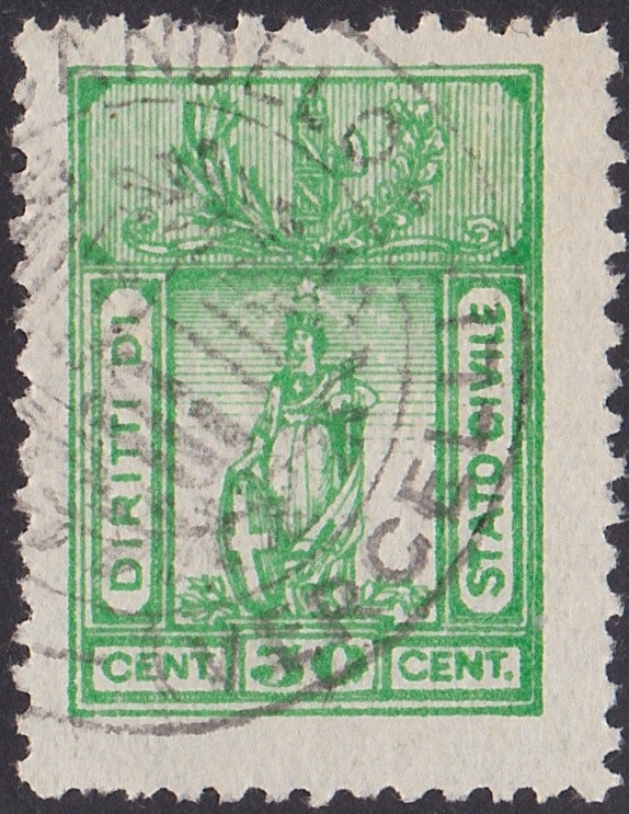 Marca da Bollo del Comune di CANDELO su Carta Bianca di dimensioni 23 x 27 mm