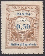 Marca da Bollo del Comune di CANDIA LOMELLINA su Carta Bianca Sottile di dimensioni 24 x 32 mm