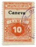 Marca da Bollo del Comune di CANEVA su Carta Bianca di dimensioni 22 x 32 mm