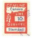Marca da Bollo del Comune di CANEVA su Carta Bianca di dimensioni 18,5 x 25 mm