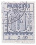 Marca da Bollo del Comune di CANICATTI su Carta Bianca di dimensioni 24,5 x 30,5 mm