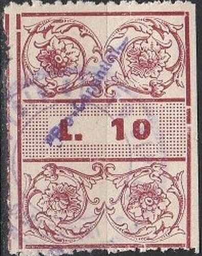 Marca da Bollo del Comune di CANICATTI su Carta Bianca di dimensioni 26 x 34 mm