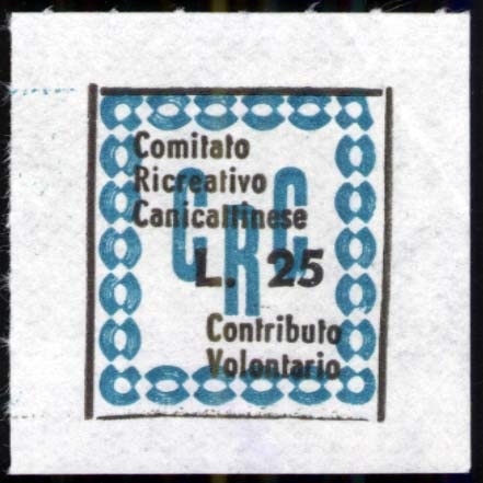 Marca da Bollo del Comune di CANICATTI su Carta Bianca Sottile di dimensioni 18 x 21 mm