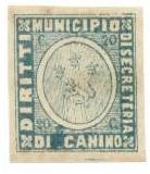 Marca da Bollo del Comune di CANINO su Carta Bianca di dimensioni 28 x 31,5 mm