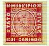 Marca da Bollo del Comune di CANINO su Carta Bianca di dimensioni 28 x 30,5 mm