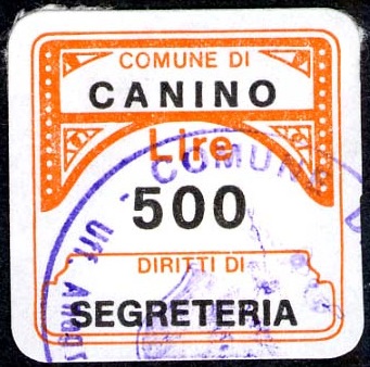 Marca da Bollo del Comune di CANINO su Carta Bianca di dimensioni 20 x 20 mm