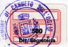 Marca da Bollo del Comune di CANNETO SULL´OGLIO su Carta Bianca di dimensioni 21,5 x 15 mm