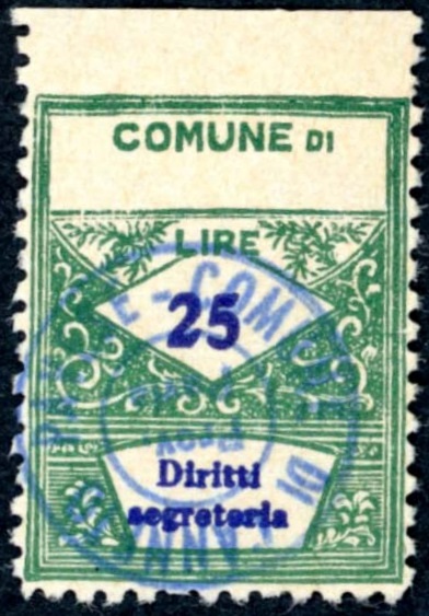Marca da Bollo del Comune di CANNETO PAVESE su Carta Bianca di dimensioni 22 x 29 mm