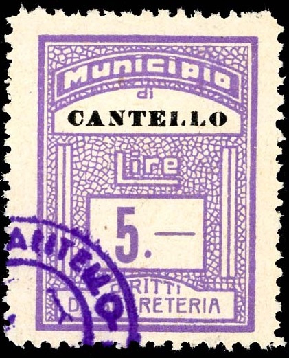 Marca da Bollo del Comune di CANTELLO su Carta Bianca di dimensioni 22 x 30 mm