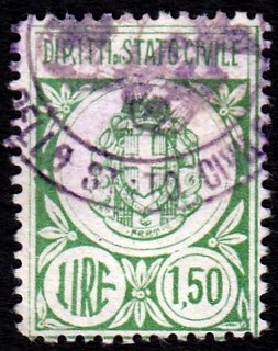 Marca da Bollo del Comune di CANTELLO su Carta Bianca di dimensioni 21,5 x 30 mm