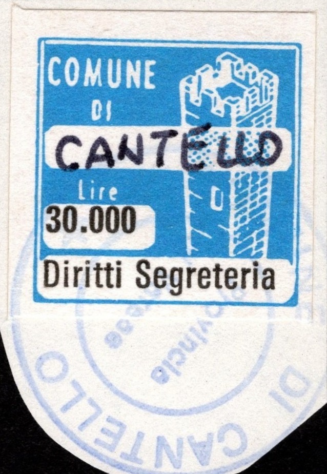 Marca da Bollo del Comune di CANTELLO su Carta Bianca di dimensioni 20 x 20 mm