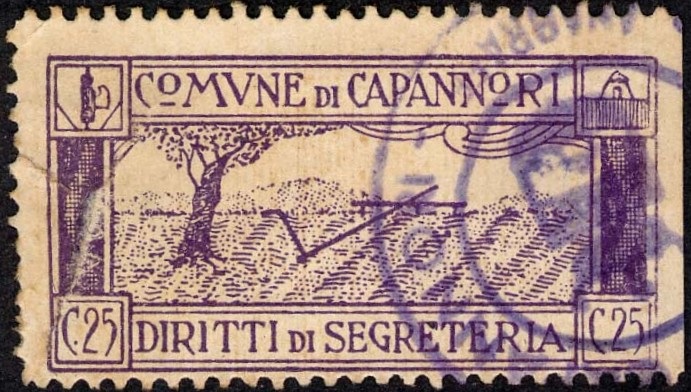 Marca da Bollo del Comune di CAPANNORI su Carta Bianca di dimensioni 41 x 21 mm