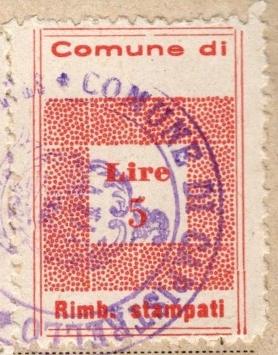 Marca da Bollo del Comune di CAPISTRELLO su Carta Bianca di dimensioni 22 x 28 mm