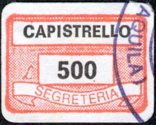 Marca da Bollo del Comune di CAPISTRELLO su Carta Bianca di dimensioni 19 x 14 mm