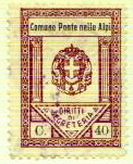 Marca da Bollo del Comune di PONTE NELLE ALPI su Carta Bianca Sottile di dimensioni 21,5 x 30,5 mm