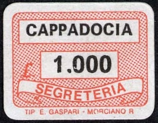 Marca da Bollo del Comune di CAPPADOCIA su Carta Bianca di dimensioni 19 x 14 mm