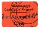 Marca da Bollo del Comune di CAPPELLA DE´ PICENARDI su Carta Arancione di dimensioni 16,5 x 16 mm