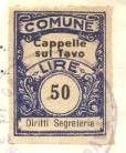 Marca da Bollo del Comune di CAPPELLE SUL TAVO su Carta Bianca di dimensioni 20 x 27 mm