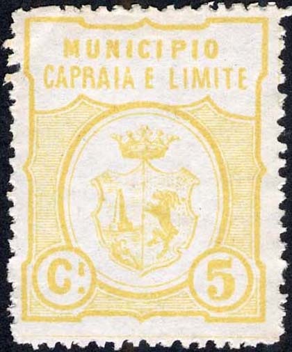 Marca da Bollo del Comune di CAPRAIA e LIMITE su Carta Bianca Sottile di dimensioni 24 x 30,5 mm