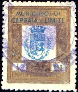 Marca da Bollo del Comune di CAPRAIA e LIMITE su Carta Bianca di dimensioni 23 x 27 mm