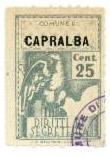 Marca da Bollo del Comune di CAPRALBA su Carta Bianca Sottile di dimensioni 21 X 32 mm
