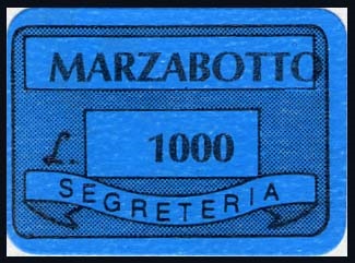 Marca da Bollo del Comune di MARZABOTTO su Carta Colorata di dimensioni 19 x 14 mm