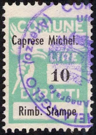 Marca da Bollo del Comune di CAPRESE MICHELANGELO su Carta Bianca di dimensioni 18 x 25 mm