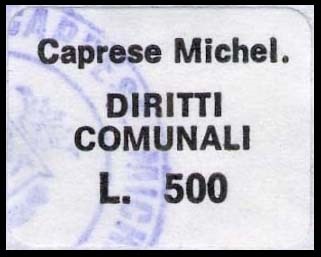 Marca da Bollo del Comune di CAPRESE MICHELANGELO su Carta Bianca di dimensioni 21 x 16,5 mm