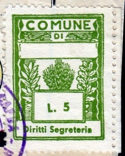 Marca da Bollo del Comune di CAPUA su Carta Bianca di dimensioni 25 x 34 mm