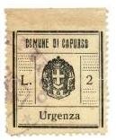 Marca da Bollo del Comune di CAPURSO su Carta Bianca Sottile di dimensioni 24,5 x 26,5 mm
