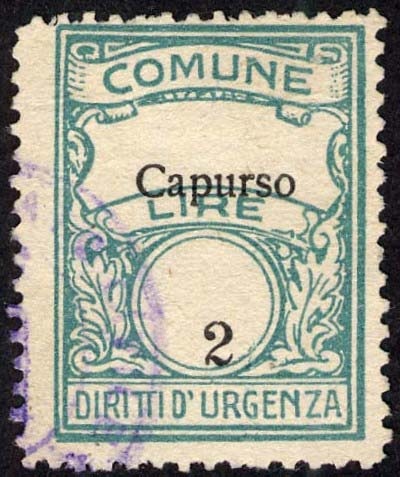 Marca da Bollo del Comune di CAPURSO su Carta Bianca di dimensioni 21 x 28 mm