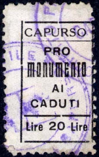 Marca da Bollo del Comune di CAPURSO su Carta Bianca di dimensioni mm