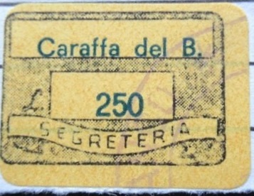 Marca da Bollo del Comune di CARAFFA DEL BIANCO su Carta Colorata di dimensioni 19,5 x 14 mm