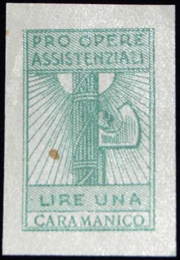 Marca da Bollo del Comune di CARAMANICO TERME su Carta Bianca Sottile di dimensioni 22,5 X 33 mm