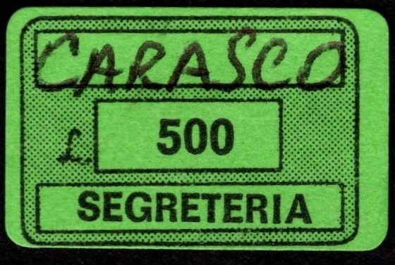 Marca da Bollo del Comune di CARASCO su Carta Colorata di dimensioni 20 x 14 mm