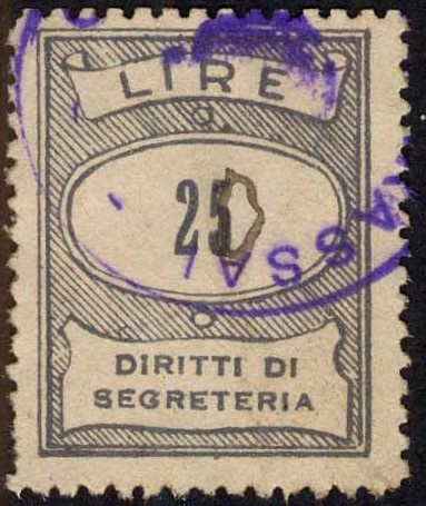 Marca da Bollo del Comune di CARASSAI su Carta Bianca Sottile di dimensioni 19 x 26 mm