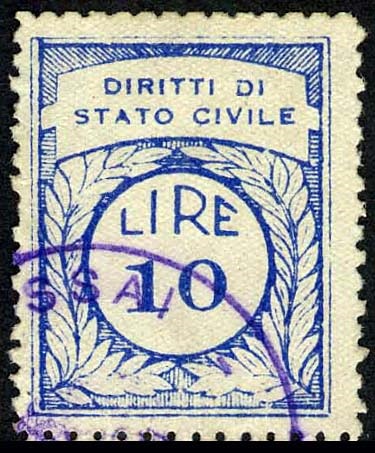 Marca da Bollo del Comune di CARASSAI su Carta Bianca Sottile di dimensioni 21 X 27 mm