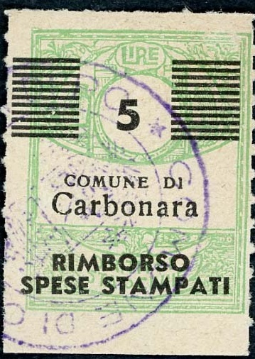 Marca da Bollo del Comune di CARBONARA DI PO su Carta Bianca di dimensioni 23 X 30 mm