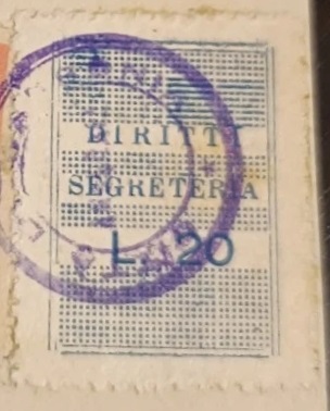 Marca da Bollo del Comune di CARBONIA su Carta Bianca di dimensioni 18 x 26 mm