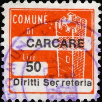 Marca da Bollo del Comune di CARCARE su Carta Bianca di dimensioni 20 x 20 mm