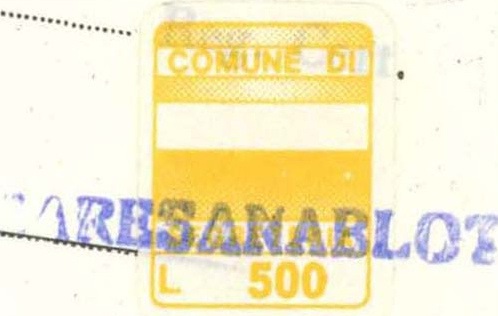 Marca da Bollo del Comune di CARESANABLOT su Carta Bianca di dimensioni 15 x 20 mm
