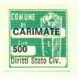 Marca da Bollo del Comune di CARIMATE su Carta Bianca di dimensioni 20 x 20 mm