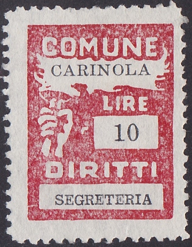 Marca da Bollo del Comune di CARINOLA su Carta Bianca di dimensioni 20 x 27 mm