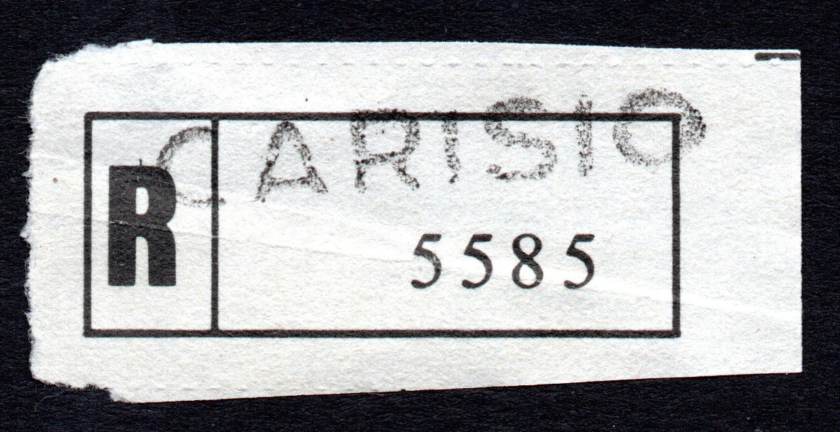 Marca da Bollo del Comune di CARISIO su Carta Bianca di dimensioni 35 x 15 mm