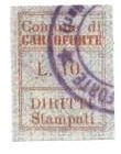 Marca da Bollo del Comune di CARLOFORTE su Carta Bianca di dimensioni 19,5 x 27 mm