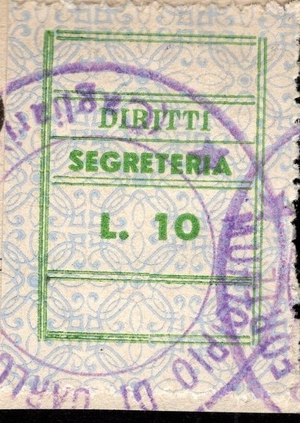 Marca da Bollo del Comune di CARLOFORTE su Carta Bianca di dimensioni 22 x 28 mm